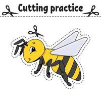 Cutting practice. Educational activity worksheet for kids and toddlers. Game for children. Vector illustration.