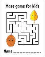 Square maze. Game for kids. Puzzle for children. Labyrinth conundrum. cartoon character. Isolated on white background. Vector illustration.