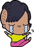 niña de dibujos animados llorando vector