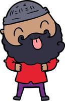 Cartoon man with beard sticking tongue out vector