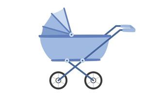 Baby carriage clipart. Simple cute baby pram stroller flat vector illustration. Baby carriage pram stroller cartoon hand drawn doodle style. Kids, baby shower, newborn and nursery decoration concept