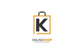 k logo onlineshop para empresa de marca. ilustración de vector de plantilla de bolsa para su marca.