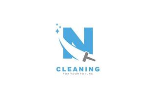 N logo cleaning services for branding company. Housework template vector illustration for your brand.