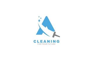 un servicio de limpieza de logotipos para una empresa de marca. ilustración de vector de plantilla de tareas domésticas para su marca.