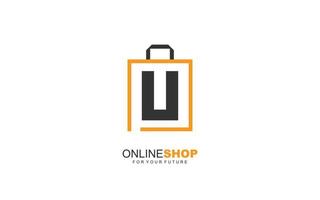 U logo ONLINESHOP for branding company. BAG template vector illustration for your brand.