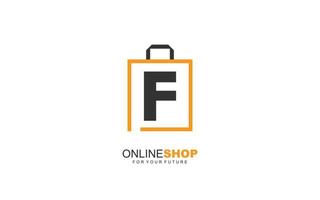 F logo ONLINESHOP for branding company. BAG template vector illustration for your brand.