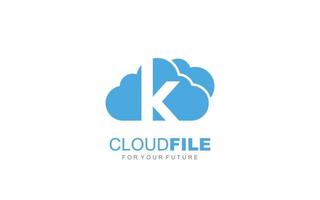 nube de logotipo k para la empresa de marca. ilustración de vector de plantilla de carta para su marca.