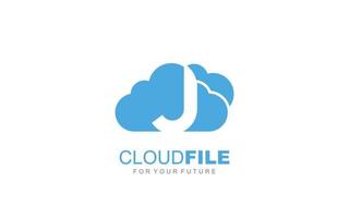 J logo cloud for branding company. letter template vector illustration for your brand.