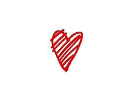 Heart illustration line art for template with black and red color. vector