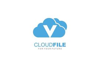 V logo cloud for branding company. letter template vector illustration for your brand.