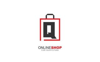 q logo onlineshop para empresa de marca. ilustración de vector de plantilla de bolsa para su marca.