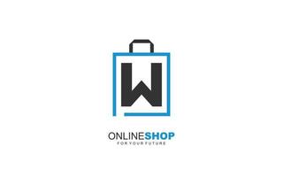 tienda en línea con el logotipo de w para la empresa de marca. ilustración de vector de plantilla de bolsa para su marca.