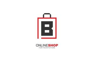 B logo ONLINESHOP for branding company. BAG template vector illustration for your brand.