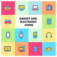 conjunto de iconos de dispositivos con un diseño colorido. Vectores de gadgets electronics