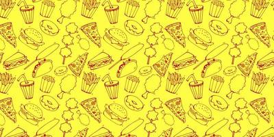 Fast Food Vector Hand Drawn Pattern