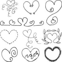 Hearts Hand Drawn Objects Set vector