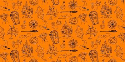 Halloween Vector Hand Drawn Pattern