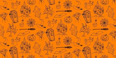 Halloween Vector Hand Drawn Pattern