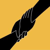 Holding hands and hand helping in flat vector illustration. Helping and support concept.
