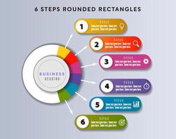 6 steps rounded rectangles infographic vector