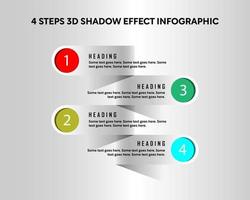 4 steps 3d shadow effect infographic vector