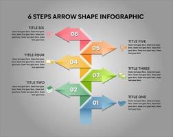 6 steps arrow shape infographic vector