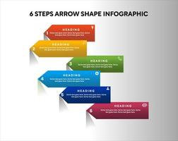 6 steps arrow shape infographic vector