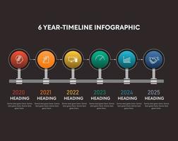 infografía de línea de tiempo de 6 años vector