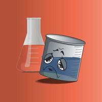 flat beaker cartoon character with an angry facial expression vector