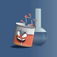 flat beaker cartoon character with an angry facial expression vector