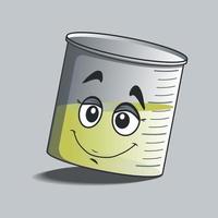 flat beaker cartoon character with happy facial expression vector