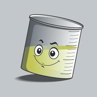 flat beaker cartoon character with happy facial expression vector