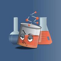 flat beaker cartoon character with an angry facial expression vector