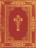 portada de biblia vintage con una cruz radiante. elementos florales con rojo y oro. efecto grunge. vector