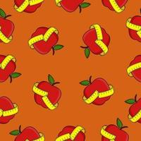 Apple and measure tape seamless pattern vector