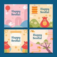 Happy Seollal Korean New Year Social Media Post vector