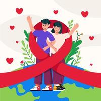 A Couple Support for World Aids Day vector
