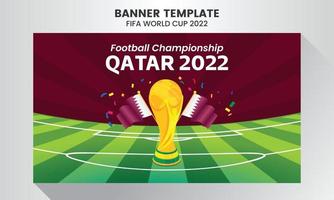 Gradient world football championship in qatar banner illustration template vector