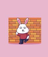 Cute bunny standing with wall vector