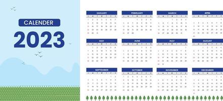 2023 calendar Happy new year natural calendar vector