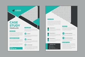 Case study flyer template design for corporate business project with mockup vector