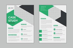 Case study flyer template design for corporate business project with mockup vector