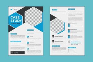 Case study flyer template design for corporate business project with mockup vector