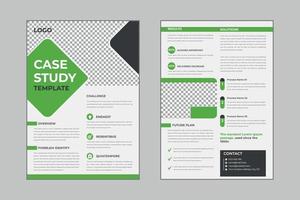 Case study flyer template design for corporate business project with mockup vector