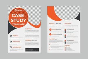 Case study flyer template design for corporate business project with mockup vector