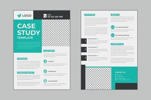 Case study flyer template design for corporate business project with mockup vector