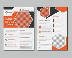 Case study flyer template design for corporate business project with mockup vector