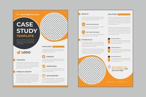 Case study flyer template design for corporate business project with mockup vector