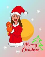 Female Santa Claus and Christmas day Design vector