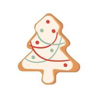 Gingerbread cookies for Christmas. New Year Ginger classic decorated cookie. Holiday winter symbols. Vector color illustration isolated on white background